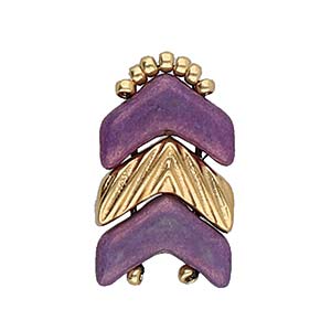 Cymbal™ Avessalos Chevron Bead Substitutes™, 7,3 x 11,2 mm - Plaqué laiton antique, plaqué or 24 carats, plaqué or rose ou plaqué argent antique - 2 pièces