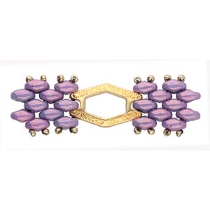 Perles de connecteur Cymbal™ Alado Superduo, 15,7 x 9,4 mm - Plaqué laiton antique, plaqué or 24 carats ou plaqué argent antique - 2 connecteurs