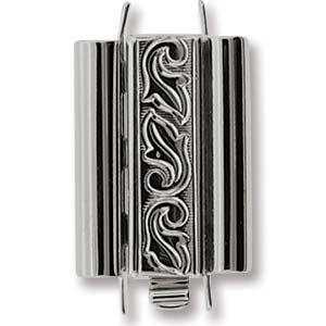 Elegant Elements Swirl Design Beadslide Clasp for Delica Beads - Rhodium - Silver 10 x 18 mm - 1 Clasp