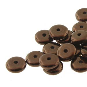 Český Jablonex® 6 mm metalický tmavý bronz hladký skleněný distanční disk, 15 nebo 25 korálků