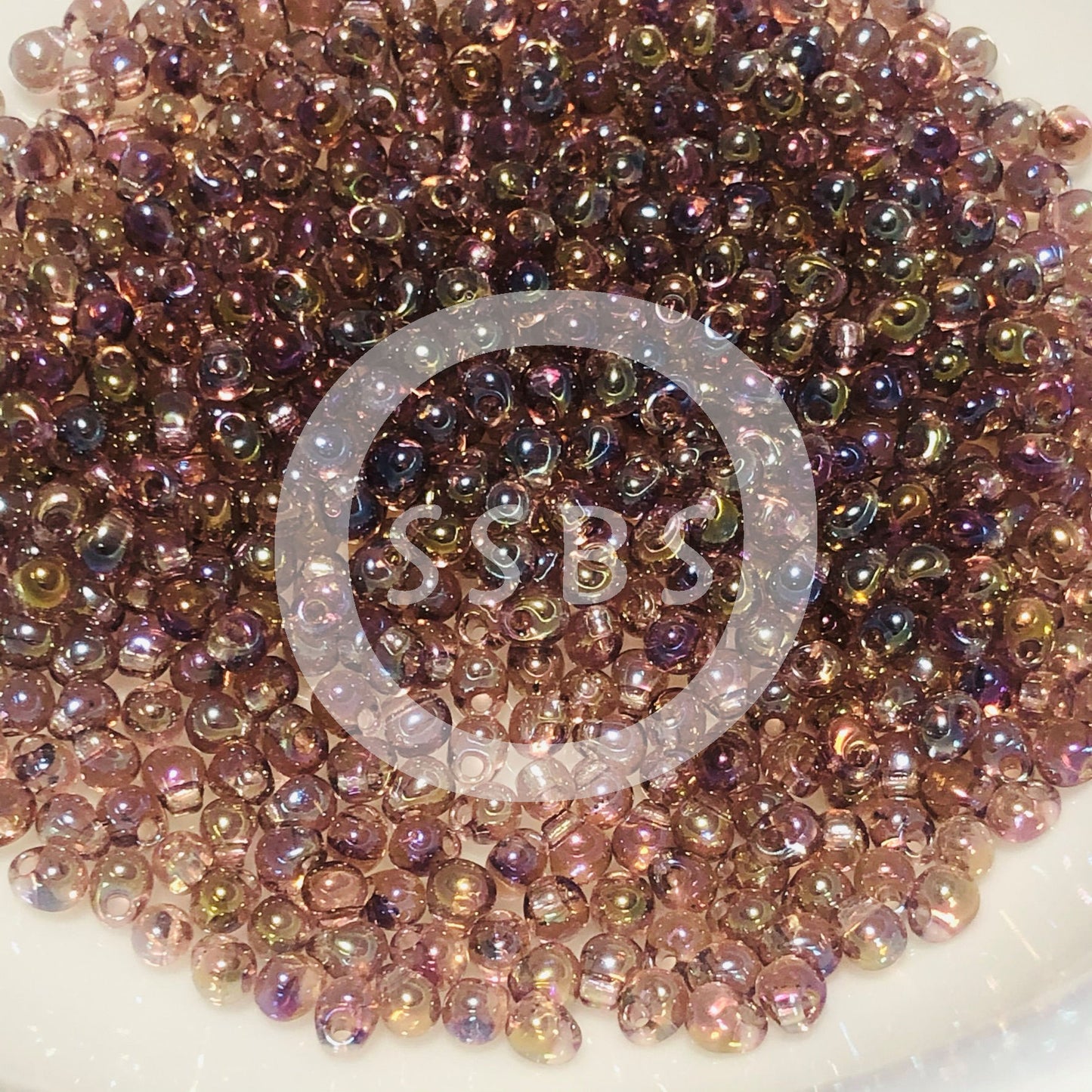Miyuki Drop DP34-256 3,4 mm průhledné kouřové ametystové AB korálky - 5 g