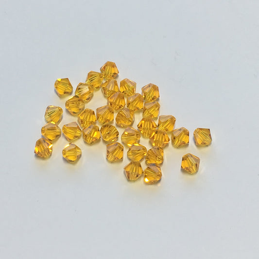 Swarovski Topaz Faceted Bicone Crystal Beads, 4 mm - 33 Beads