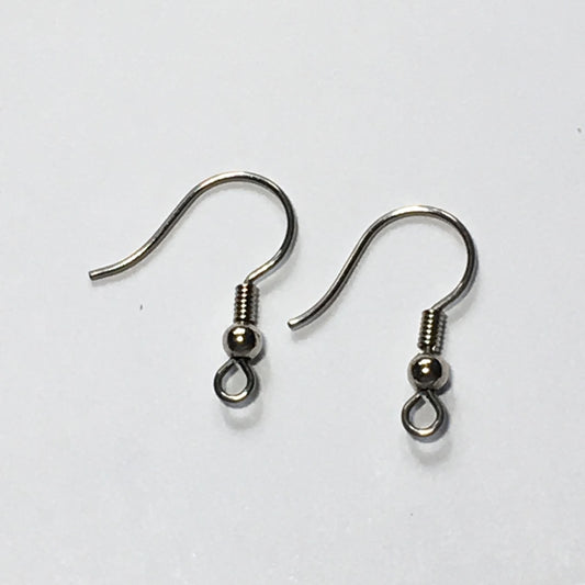 21-Gauge 15 mm Stainless Steel Hypoallergenic French Fish Hook Ear Wires - 1 Pair