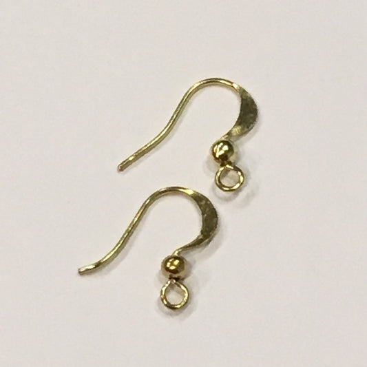Fils d’oreille d’hameçon français aplatis dorés de calibre 21, 15 mm - 1, 5 ou 10 paires
