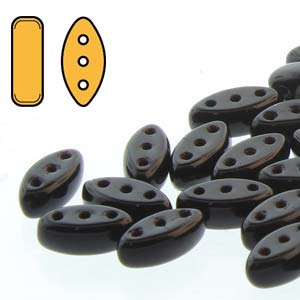 Czech Cali 3 x 8 mm 23980  Jet Black Beads - 25 Beads