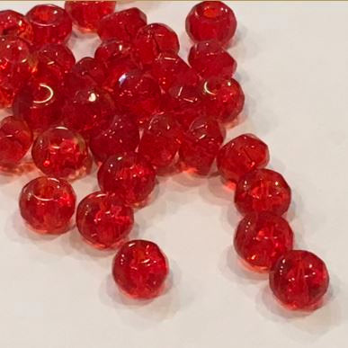 Transparent Red Glass Faceted Rondelle Beads, 4 x 6.5 mm, 36 Beads