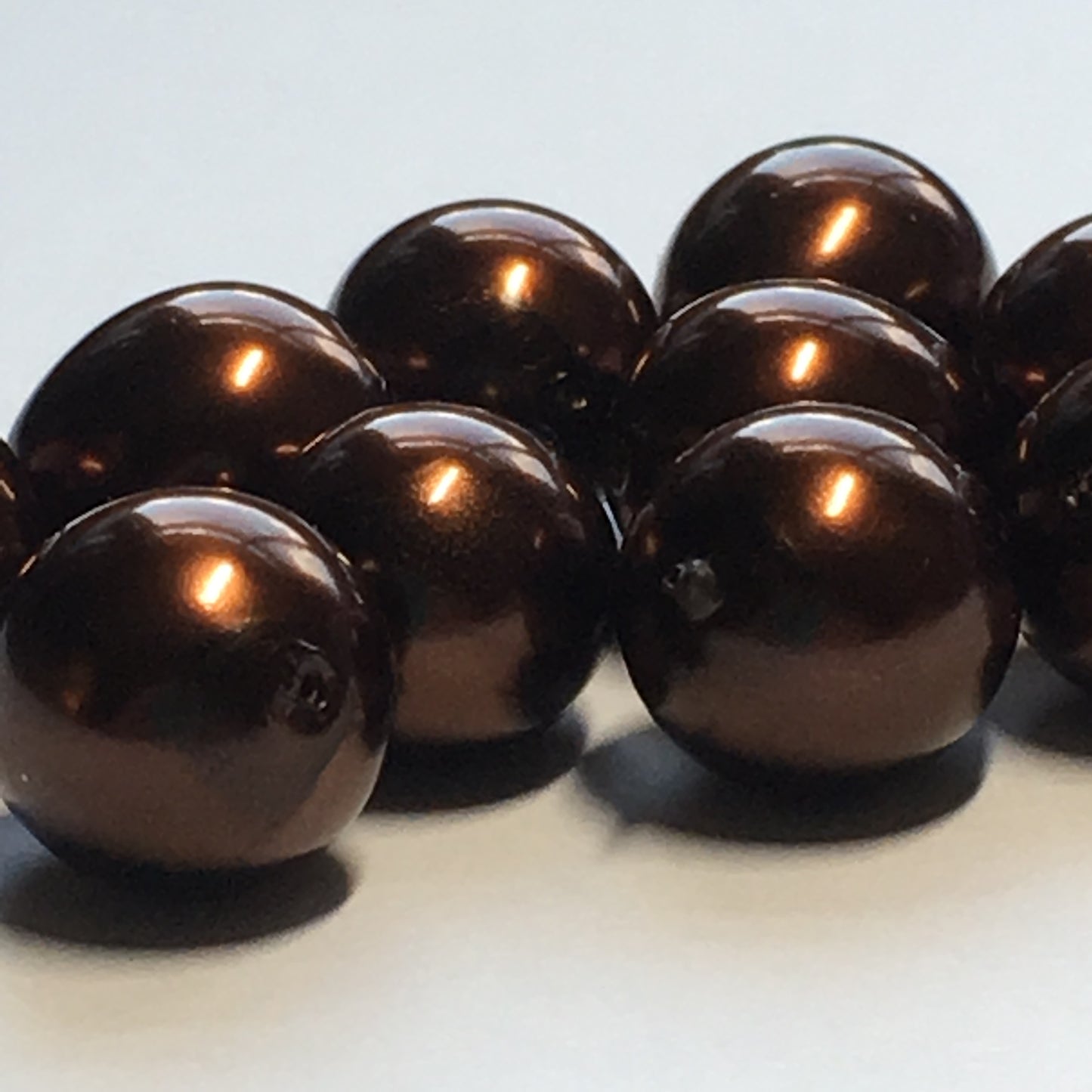Dark Bronze Pearl Glass Egg Beads, 12 x 10 mm - 13 Beads