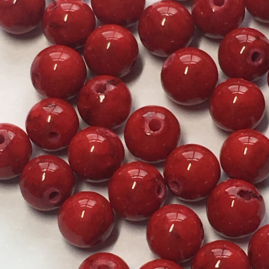 Red Stone Round Beads, 4 mm, 44 Beads