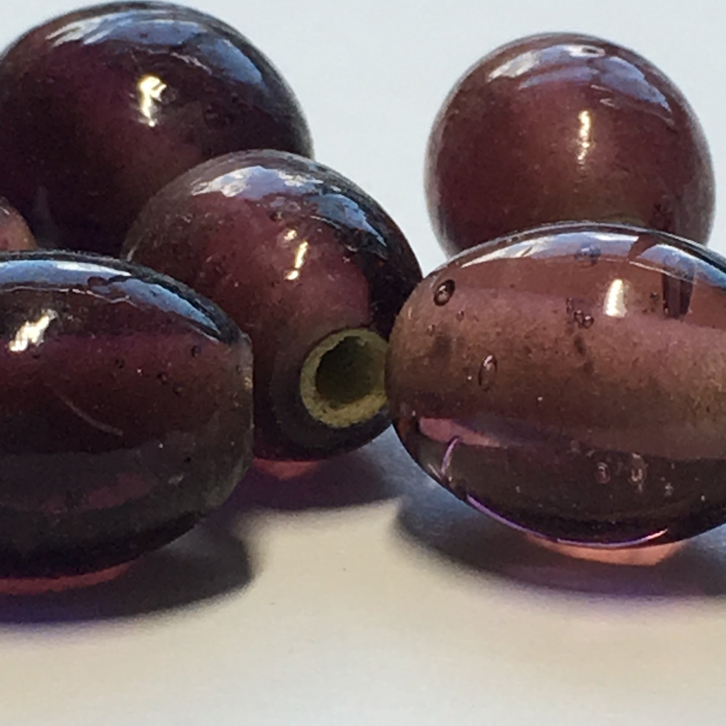Transparent Purple Glass Oval Lampwork Beads, 14 x 11 mm, 8 Beads