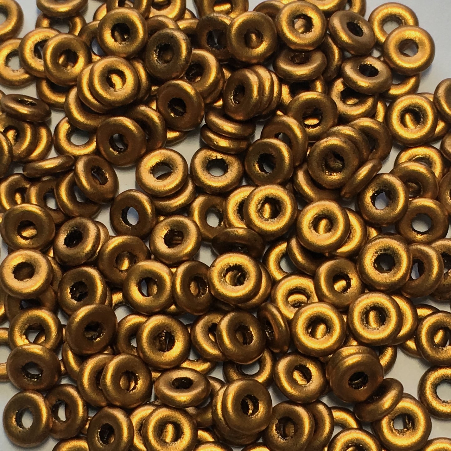 Czech O Bead 3.8 x 1 mm 01740 Brass Gold Beads (Circle, Zero, Donut) - 5 gm