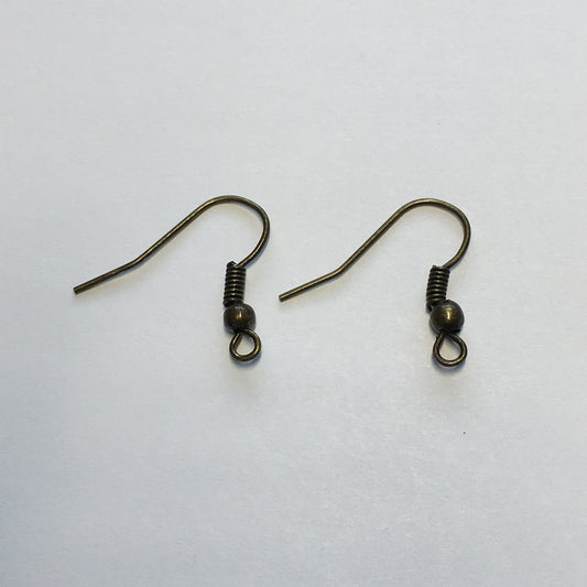 22-Gauge 18 mm Antique Brass French Fish Hook Ear Wires - 1, 5 or Pair