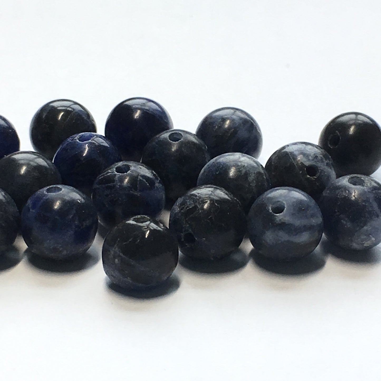 Sodalite Semi-Precious Stone Round Beads, 8 mm, 21 Beads, Irregulars