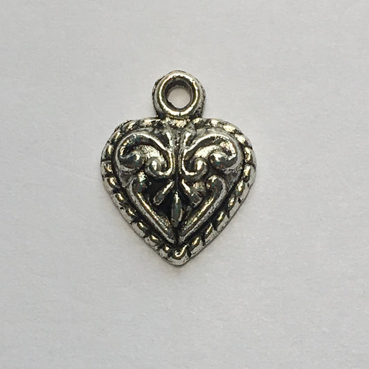 Antique Silver Heart Charm, 14.5 x 11
