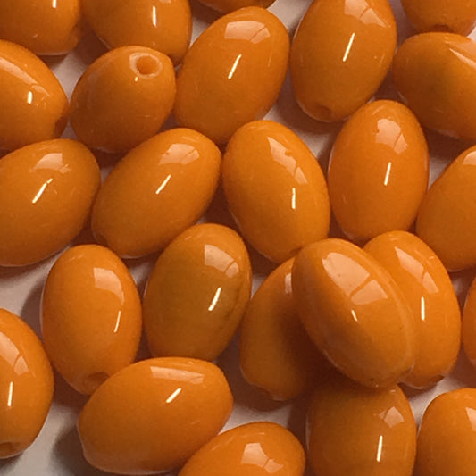 Opaque Orange Oval Beads, 9 x 6 mm, 20 Beads