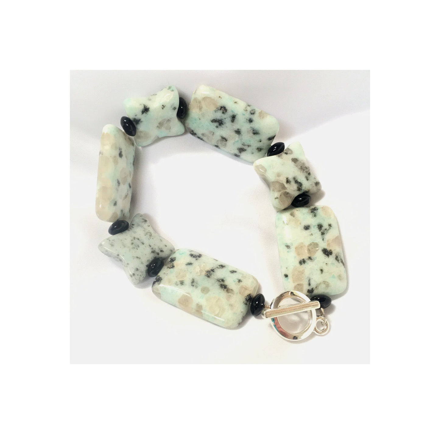 Sada kiwi jaspisového náramku a visacích náušnic (7,25 a 1,5 palce)