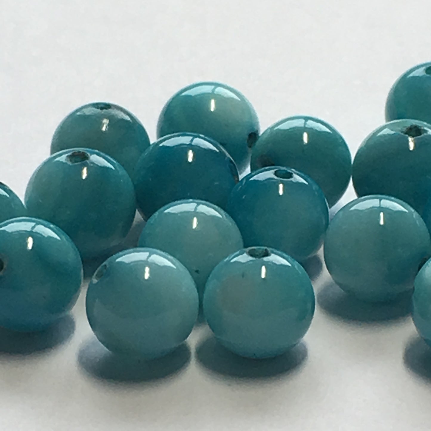 Blue Dyed Shell Round Beads, 6 mm - 26 Beads
