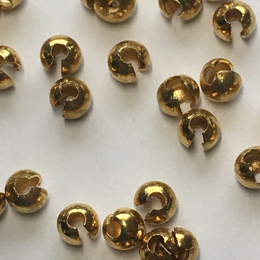 Gold Finish Crimp Bead Covers, 3.5 x 4 mm -  25 Covers