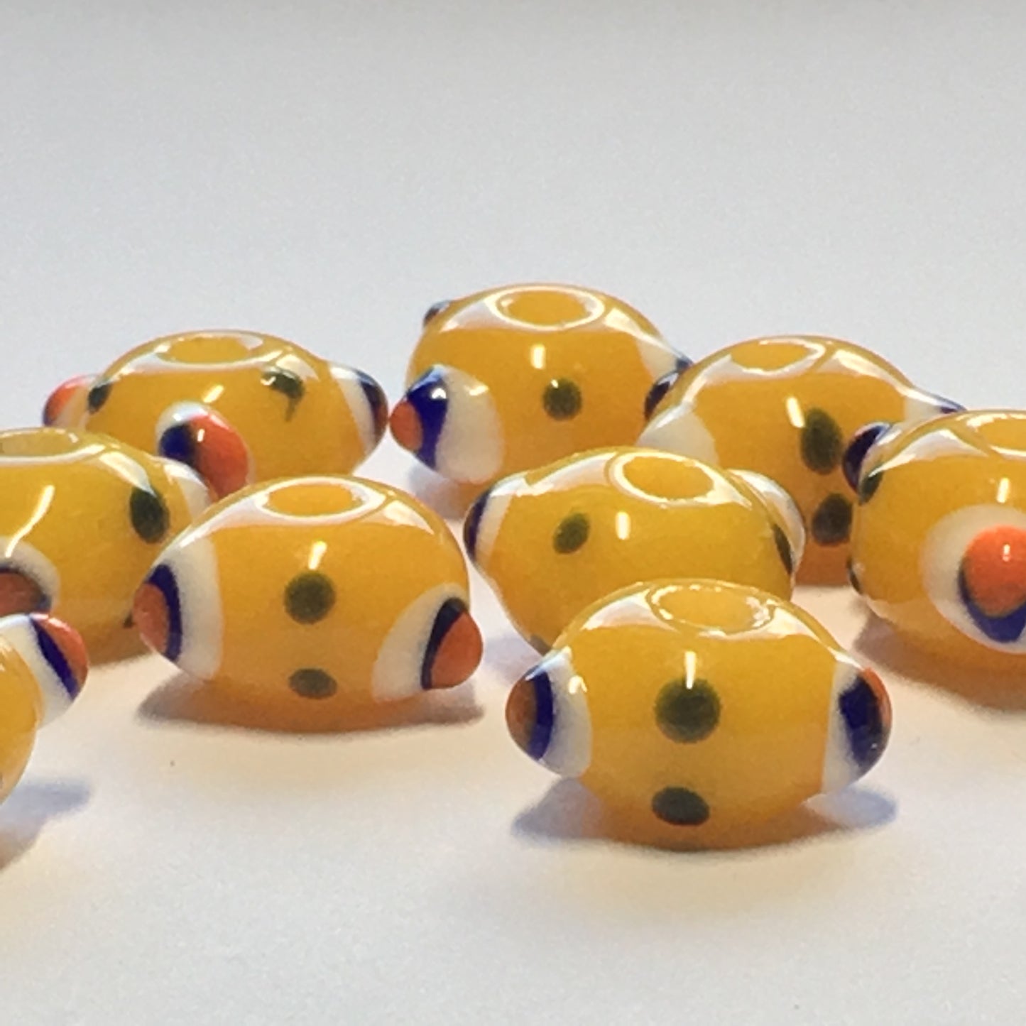 Bumpy Yellow Glass Lampwork Beads, 6 x 11 mm - 10 Beads