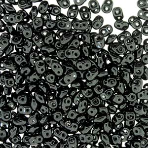 Matubo Superduo 2.5 x 5 mm 23980  Jet Black Beads - 5 gm