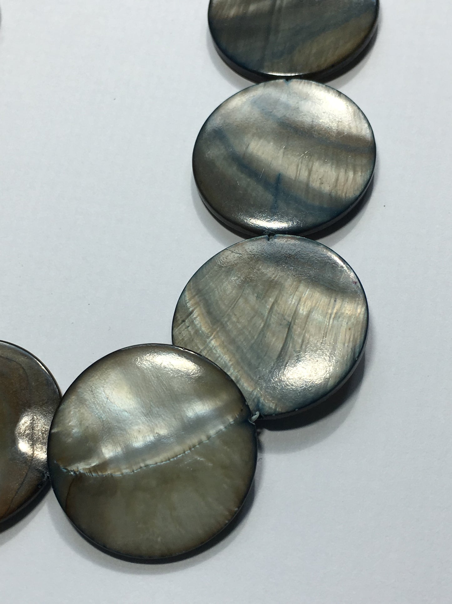 Bead Gallery Jet Gray Shell Lentil Beads, 25 mm - 12 Beads