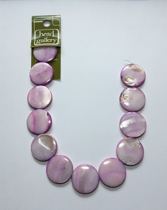 Bead Gallery Amethyst Purple Lentil Shell Beads, 25 mm - 12 Beads