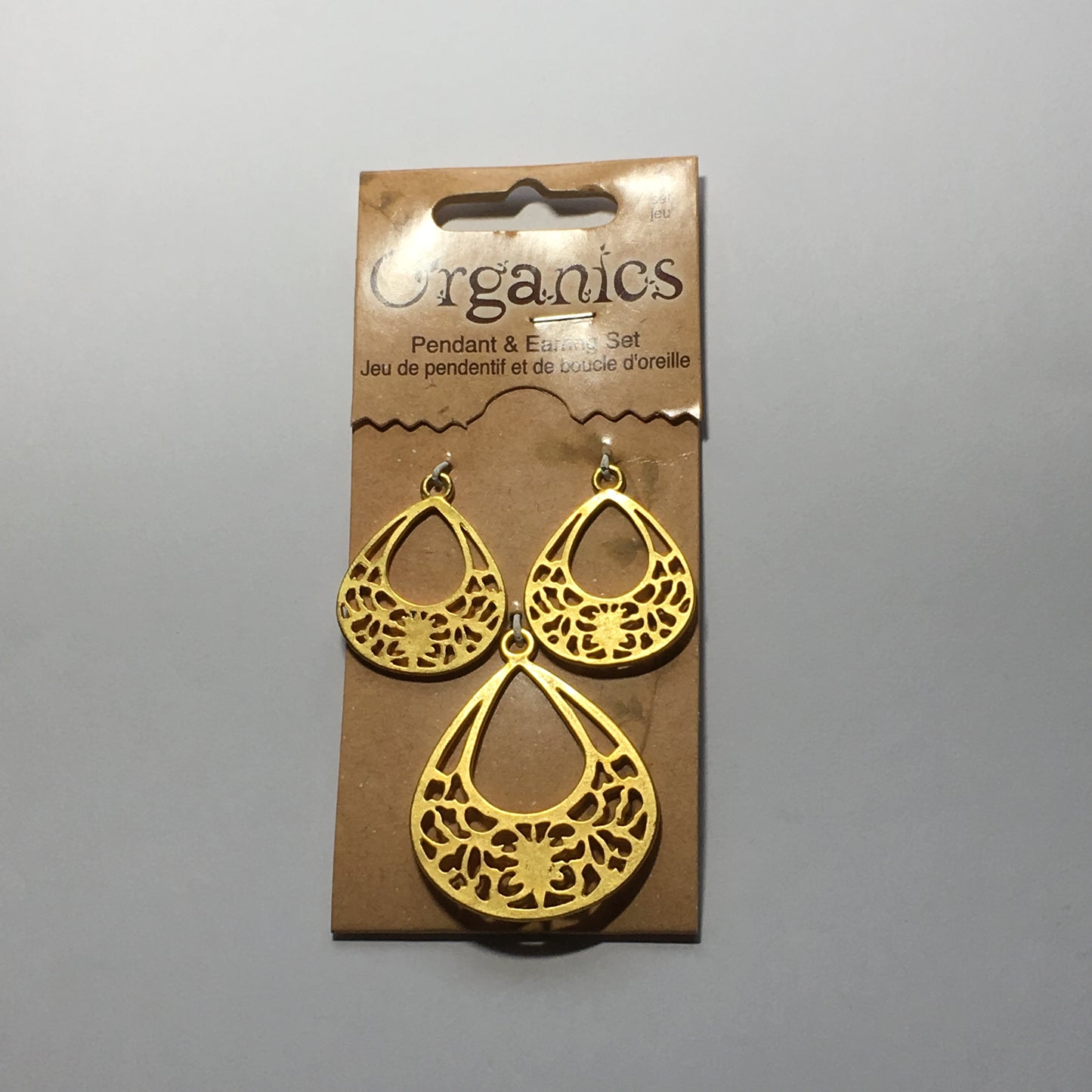 Organics Pendant and Earring Findings Set - Gold Color 45 and 30 mm