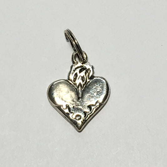 Antique Silver Heart Shaped Charm, 20 x 15 mm