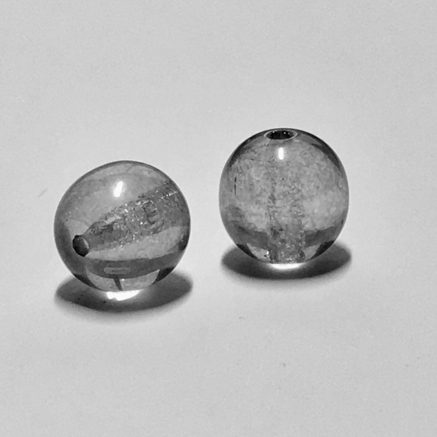 Transparent Gray Glass Round Beads, 7 mm, 2 Beads