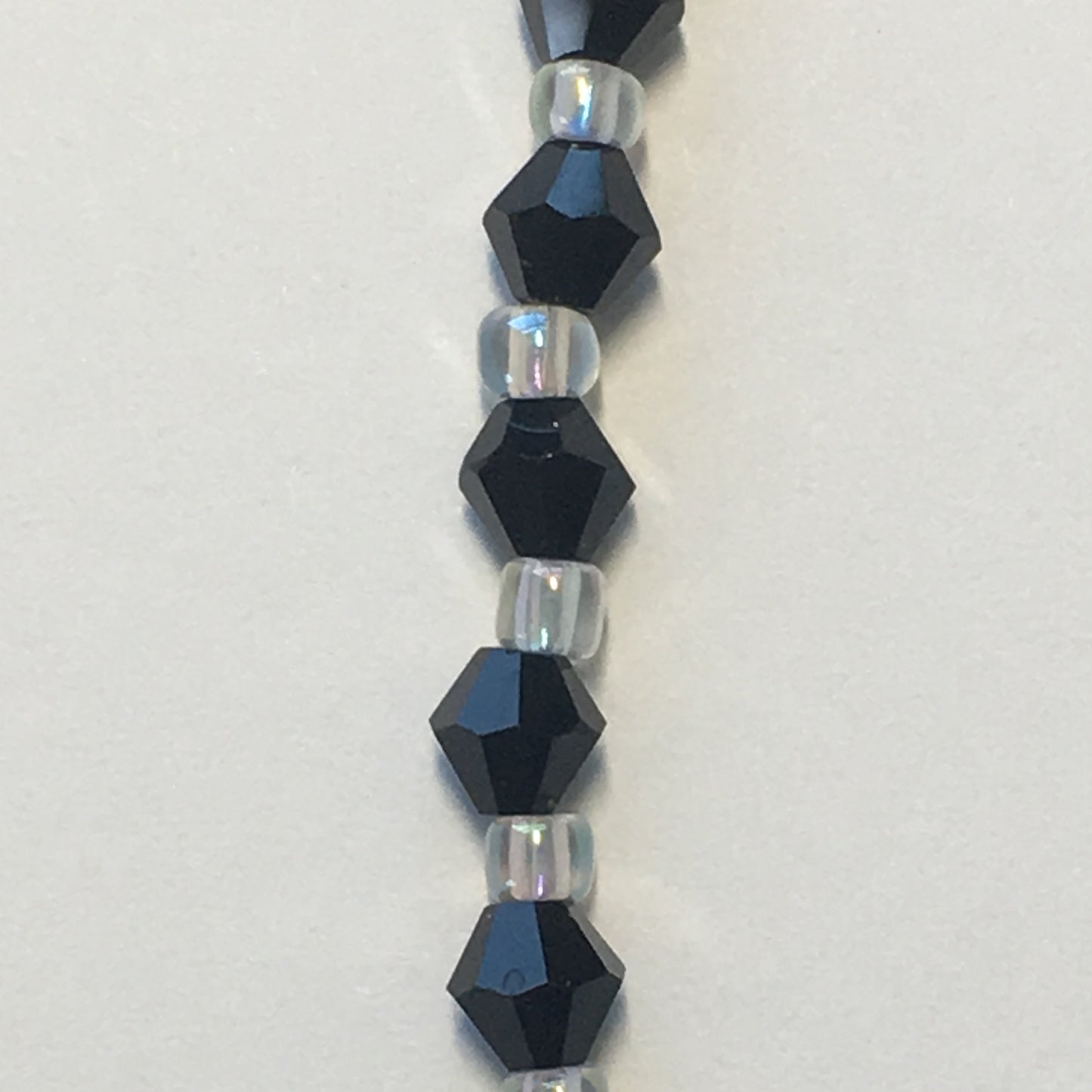 Bead Gallery Jet Black Bicone Glass Beads, 4 mm / 8-Inch- 33 Beads