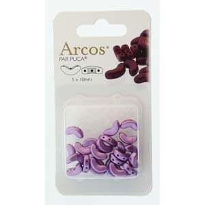 Arcos® par Puca® 02010-25012 Pastel Lilac 5 x 10 mm 3-Hole Arch Beads - 23 Beads on 5 gm Card