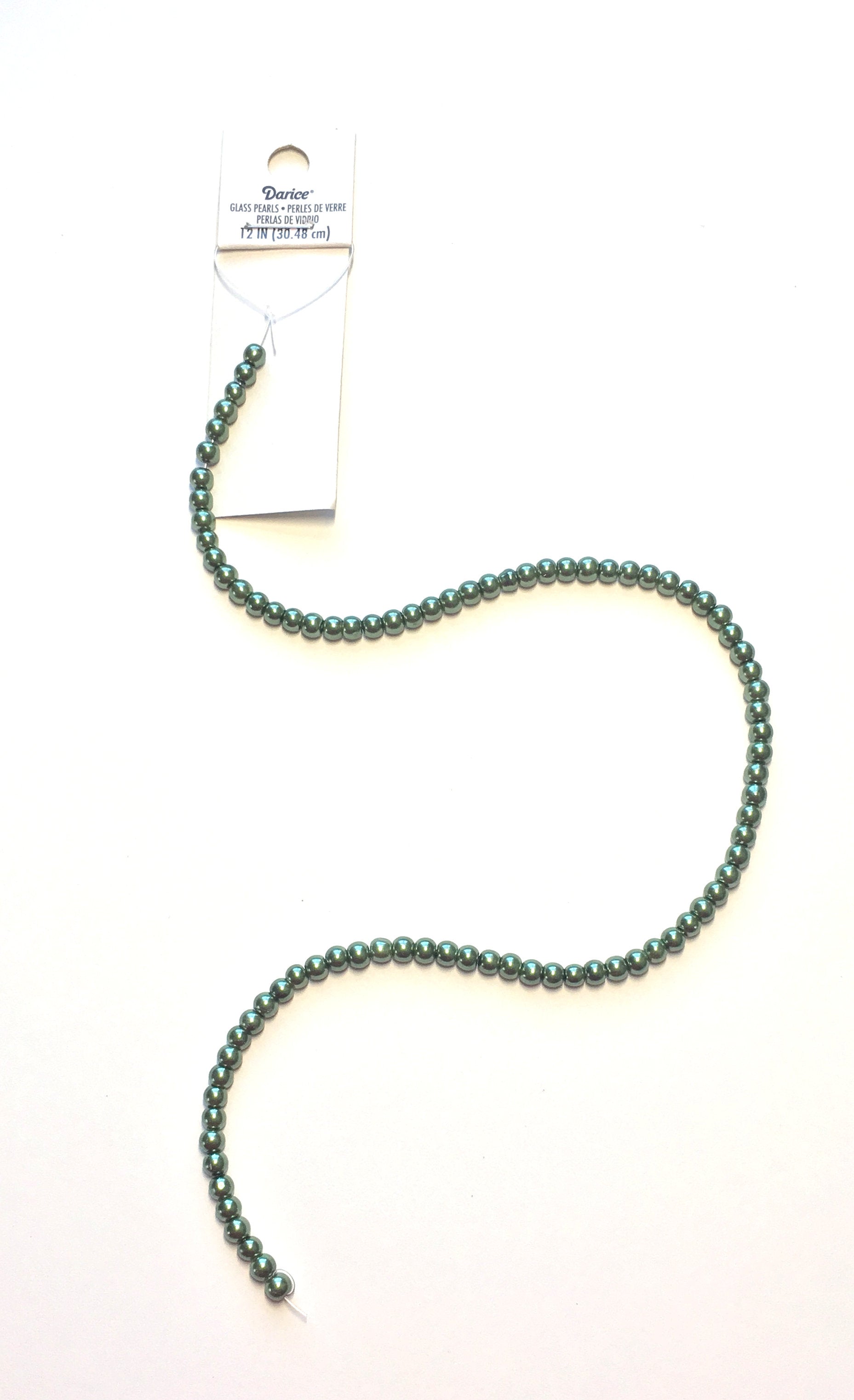 Darice Olive Strung Round Glass Pearls, 4 mm / 12 Strand - 89