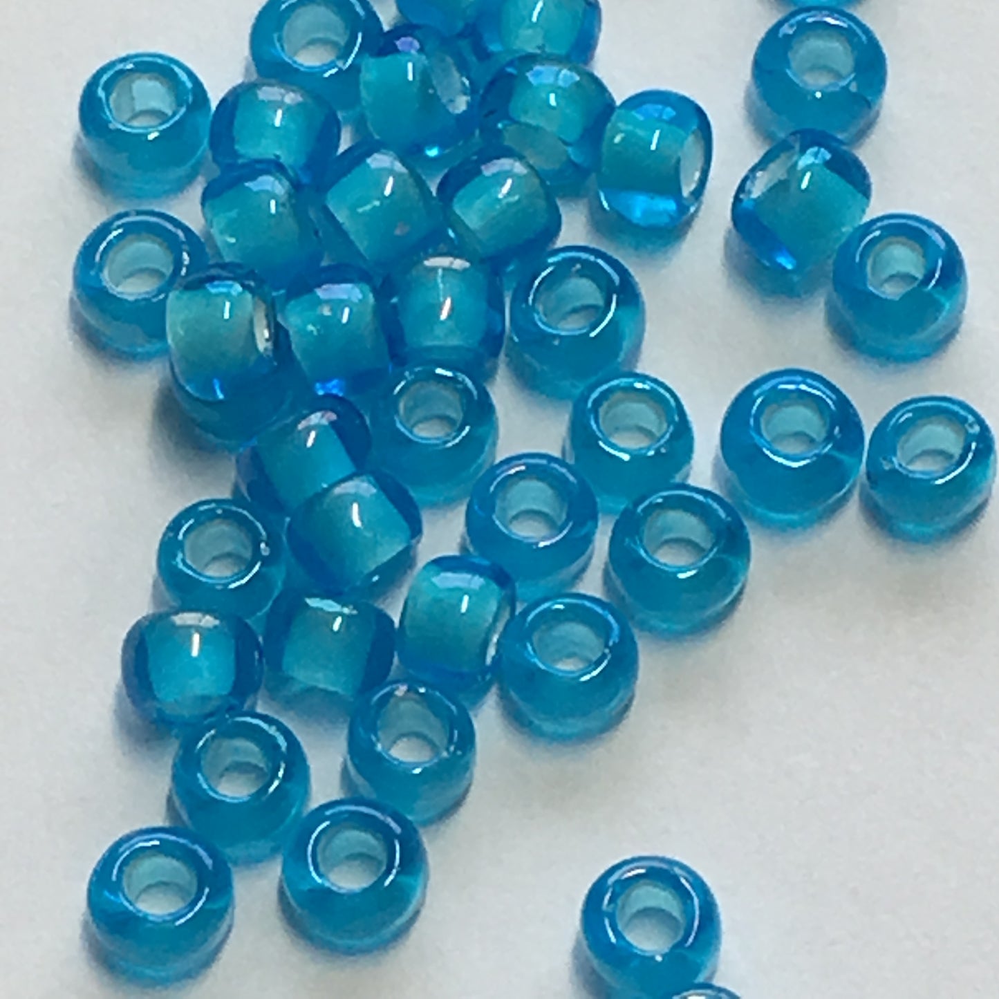 TOHO TR-8-931 8/0 White Inside Color Transparent Aqua Seed Beads, 5 gm
