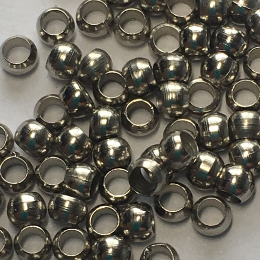 Antique Silver Large Hole Beads, 2.5 x 2 mm with a 1.2 mm Hole - Approx. 100 Beads