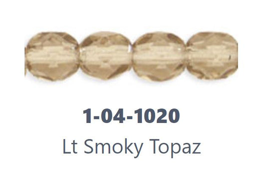 Czech Fire Polish 04-1020  Light Smoky Topaz Faceted Glass Beads, 4 mm - 50 Beads