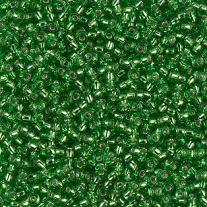 Miyuki 11-15 11/0 Stříbrné lemované světle zelené rokajlové korálky - 5 nebo 10 g