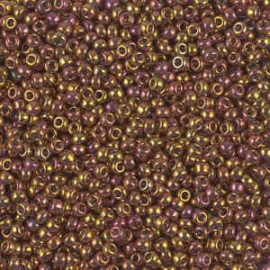 Miyuki 11-2449   11/0 Transparent Teaberry Gold Iris Seed Beads - 5 or 10 gm