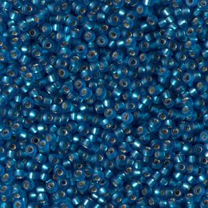 Miyuki 11-25F   11/0 Matte Silver Lined Transparent Capri Blue Seed Beads - 5 or 10 gm