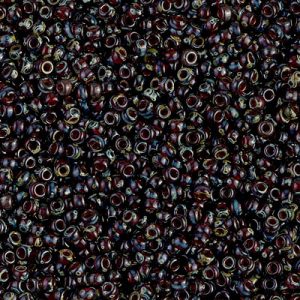 Miyuki 11-4504   11/0  Transparent Picasso  Garnet Seed Beads - 5 or 10 gm