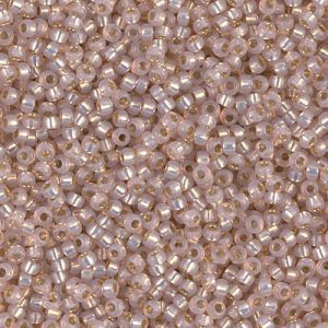 Miyuki 11-579   11/0 Silver Lined OD Smoky Light Rose Alabaster Seed Beads - 5 or 10 gm