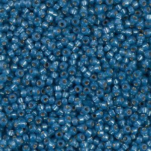 Miyuki 8-648   8/0 Silver Lined Outside Dyed Dark Sky Blue Alabaster Seed Beads - 5 or 10 gm