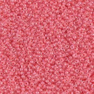 Miyuki 15-204   15/0 Coral Lined Crystal Luster Glass Seed Beads - 5 gm