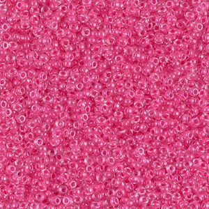 Miyuki 15-208   15/0 Carnation Pink Lined Crystal Luster Glass Seed Beads - 5 gm