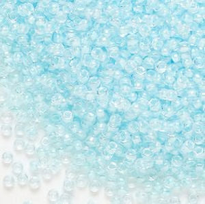 Miyuki 15-220   15/0 Light Blue Lined Crystal Luster Glass Seed Beads - 5 gm