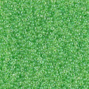 Miyuki 15-228   15/0 Green Lined Crystal Luster Glass Seed Beads - 5 gm