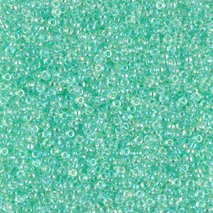 Miyuki 15-271   15/0 Light Mint Green Lined Crystal AB Glass Seed Beads - 5 gm