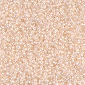 Miyuki 15-281   15/0 Pale Peach Lined Crystal AB Glass Seed Beads - 5 gm