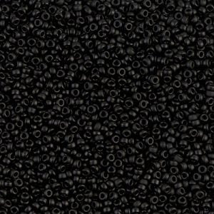 Miyuki 15-401F  15/0 Matte Opaque Black Seed Beads - 5 or 10 gm