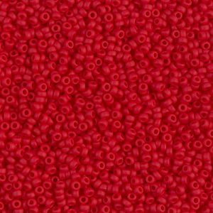 Miyuki 15-408F   15/0 Matte Opaque Red Glass Seed Beads - 5 gm