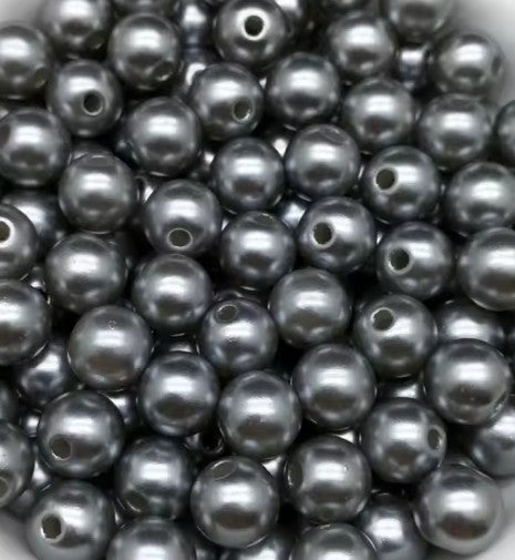 8 mm Gray Imitation Pearl Round Acrylic Beads for Kids / Crafts - 50 Beads