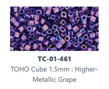 TOHO TC-01-461  1.5 mm Higher Metallic Grape Cube  Beads - 5 or 10 gm